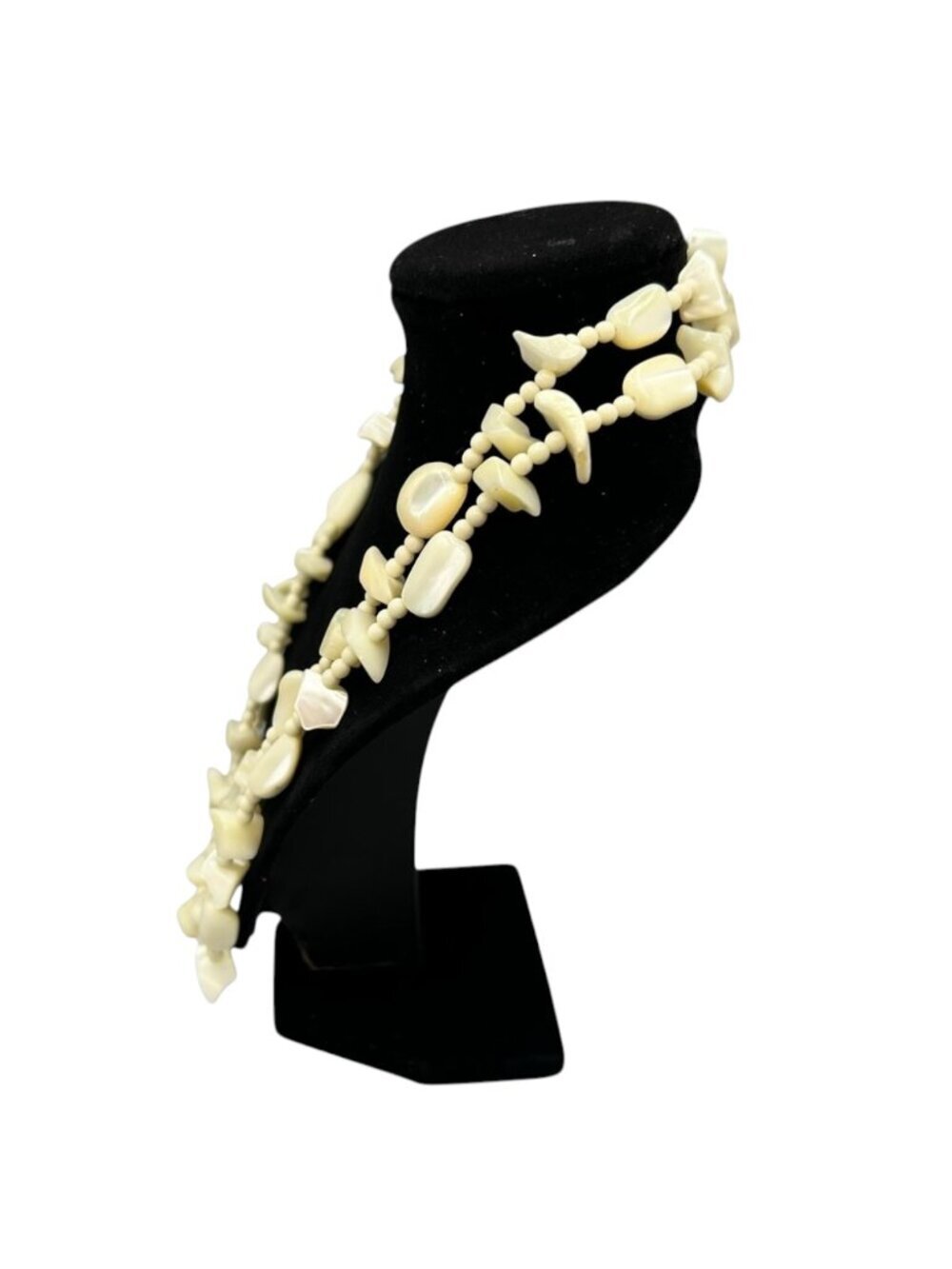 Vintage Ivory Shell Look Necklace Single Strand Boho Coastal Statement - Picture 5 of 8